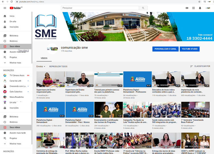 Canal da SME no Youtube