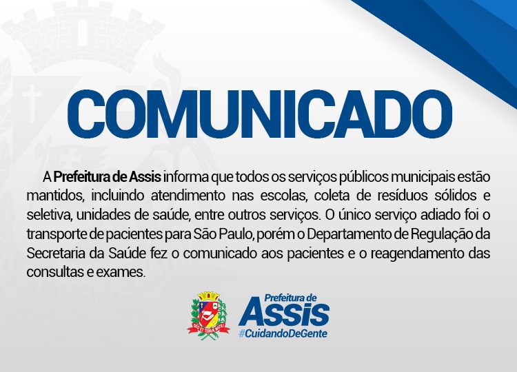 COMUNICADO PREFEITURA MUNICIPAL DE ASSIS